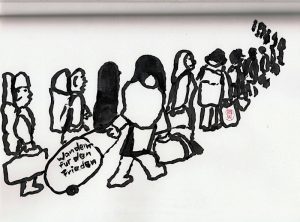 Wandern für den Frieden. Bild von Nikkolo Feuermacher 2025